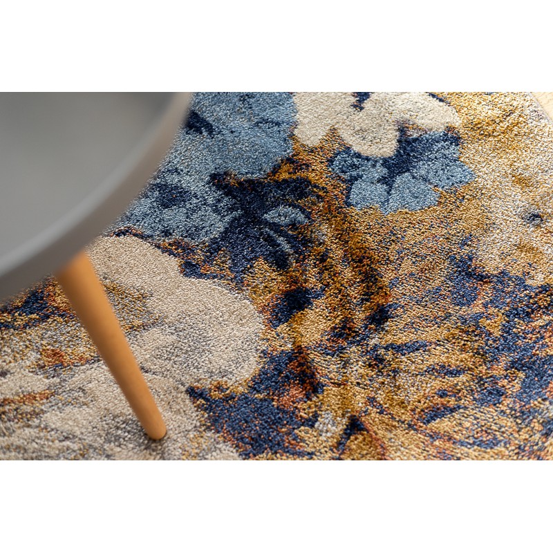 Carpet SOFT 6312 FLOWERS light grey / blue / mustard Carpets