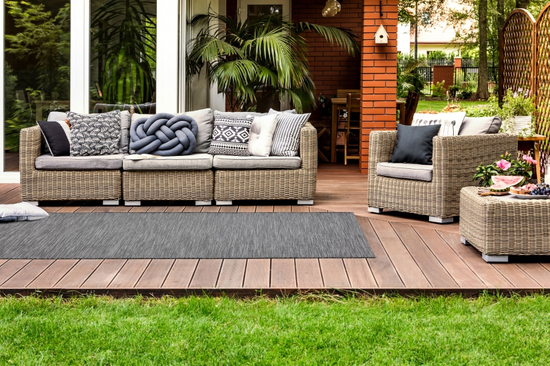Alfombra de pasillo plano SISAL PATIO diseño uniforme 2778 negro - Sisal